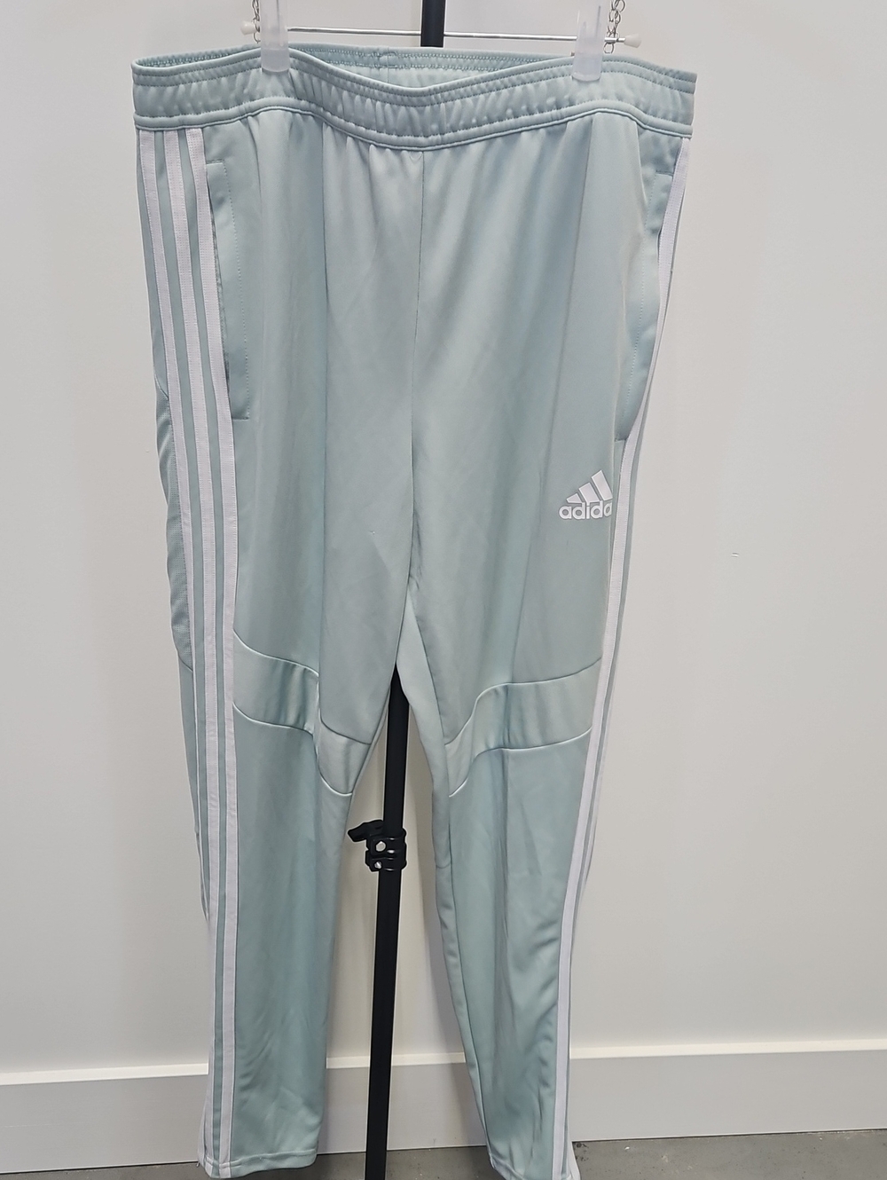 adidas Kids Pale Blue Track Pants with White Three-Stripes